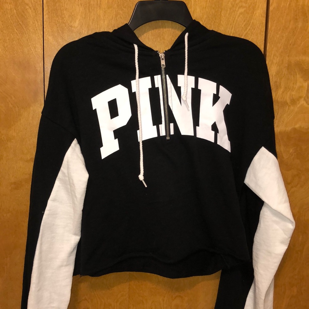 Cropped Half Zip PINK Hoodie S